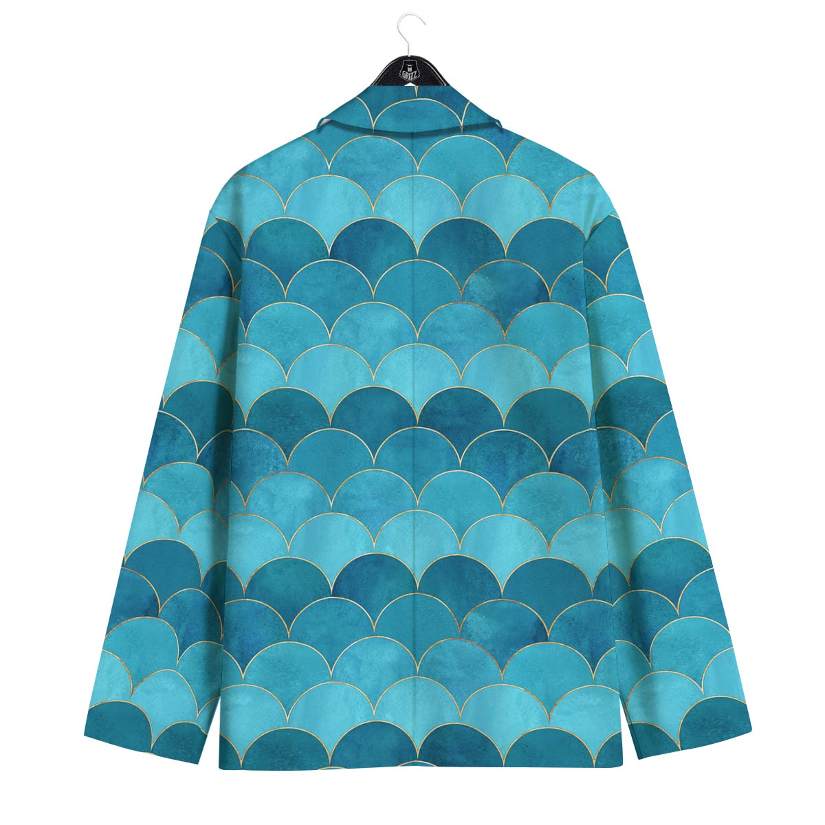 Scales Teal Mermaid Print Pattern Men's Sport Coat-grizzshop