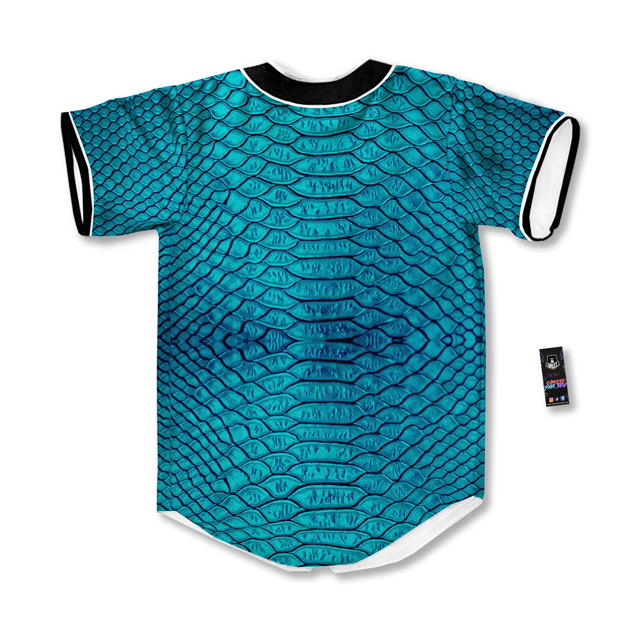 Scales Turquoise Snake Print Pattern Baseball Jersey-grizzshop