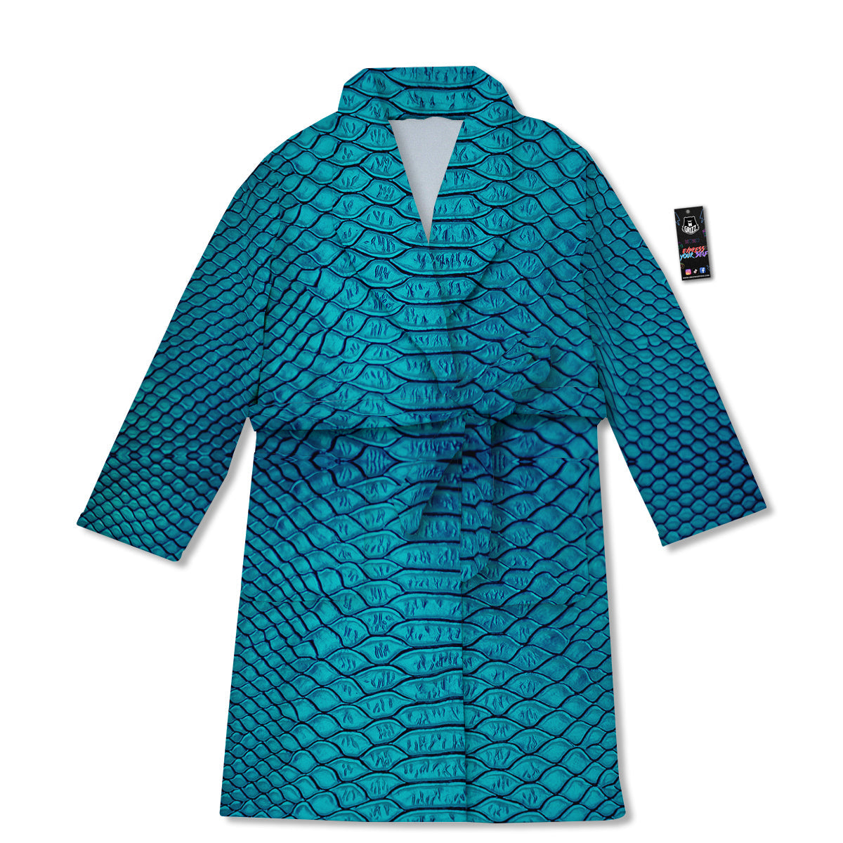 Scales Turquoise Snake Print Pattern Bathrobe-grizzshop