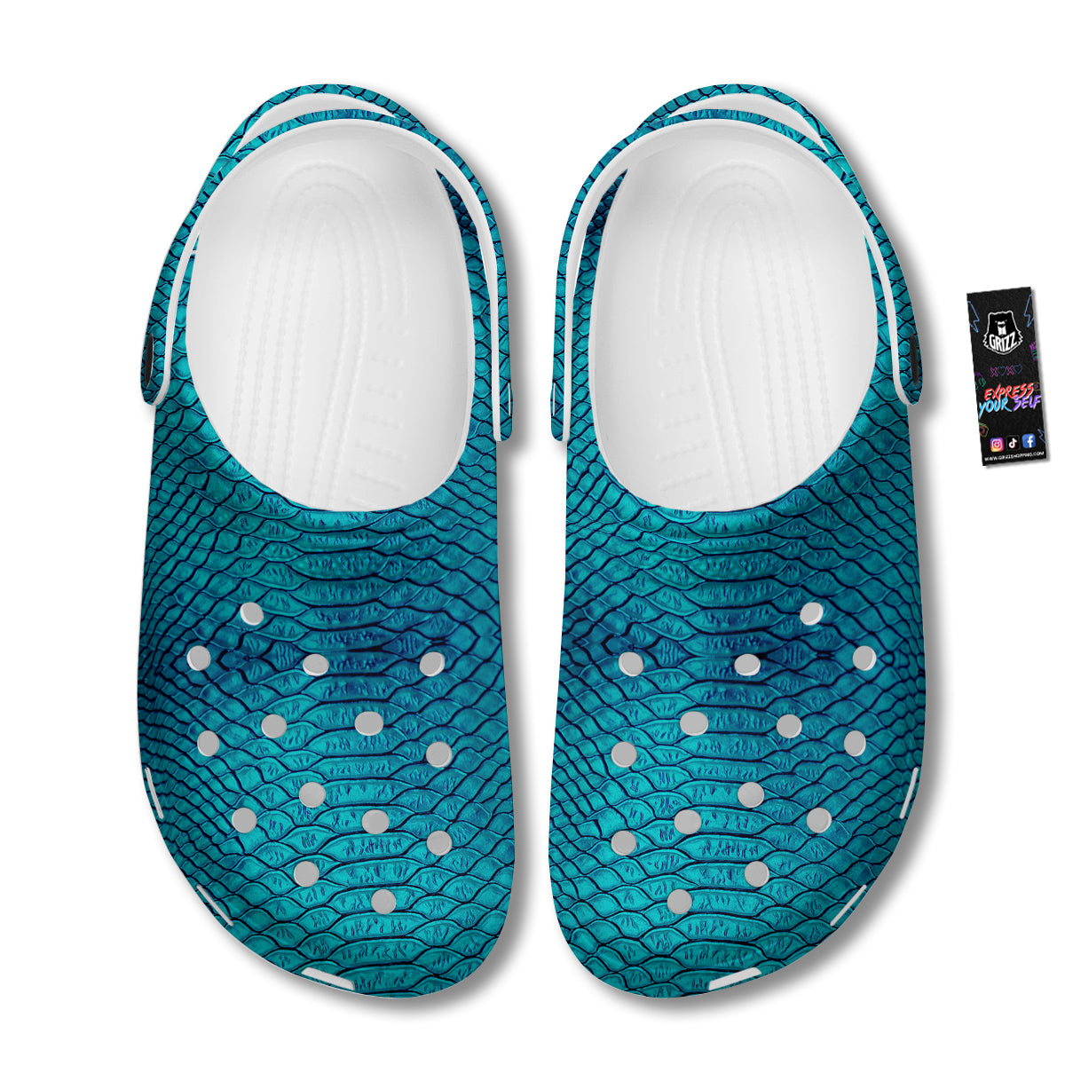 Scales Turquoise Snake Print Pattern Clog-grizzshop