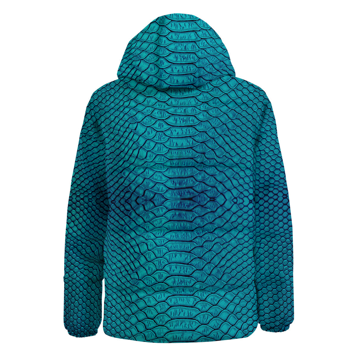 Scales Turquoise Snake Print Pattern Down Jacket-grizzshop