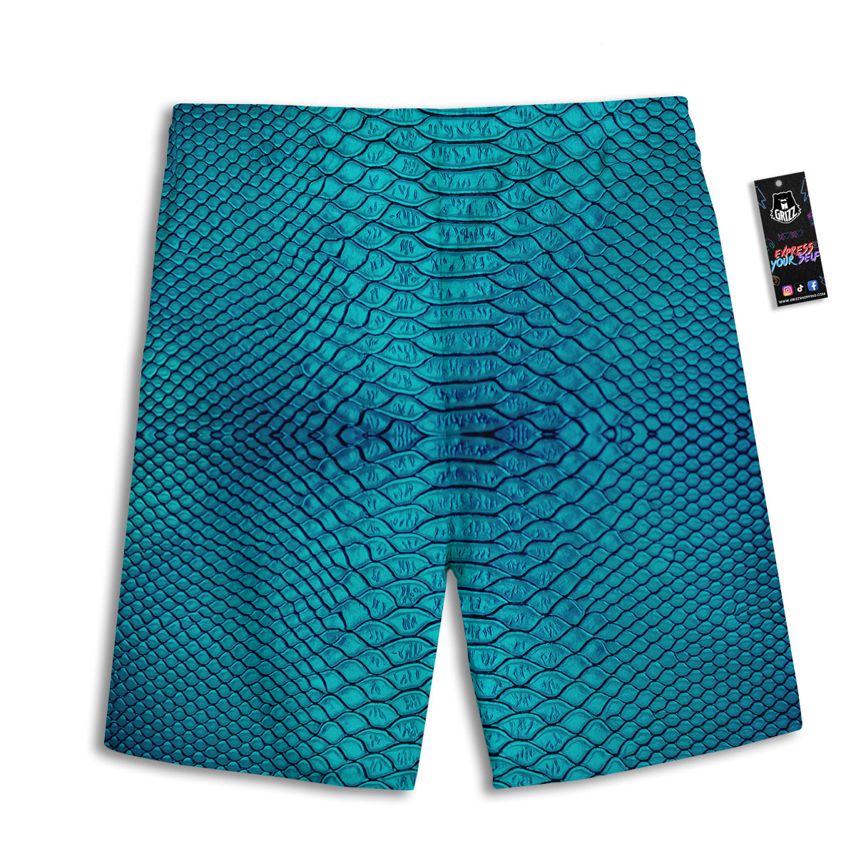 Scales Turquoise Snake Print Pattern Men's Athletic Shorts
