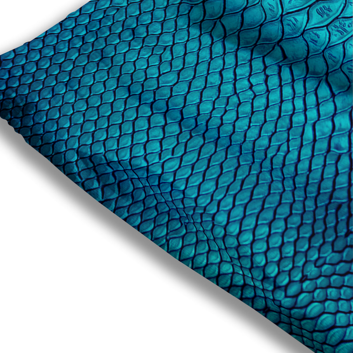 Scales Turquoise Snake Print Pattern Mesh Shorts