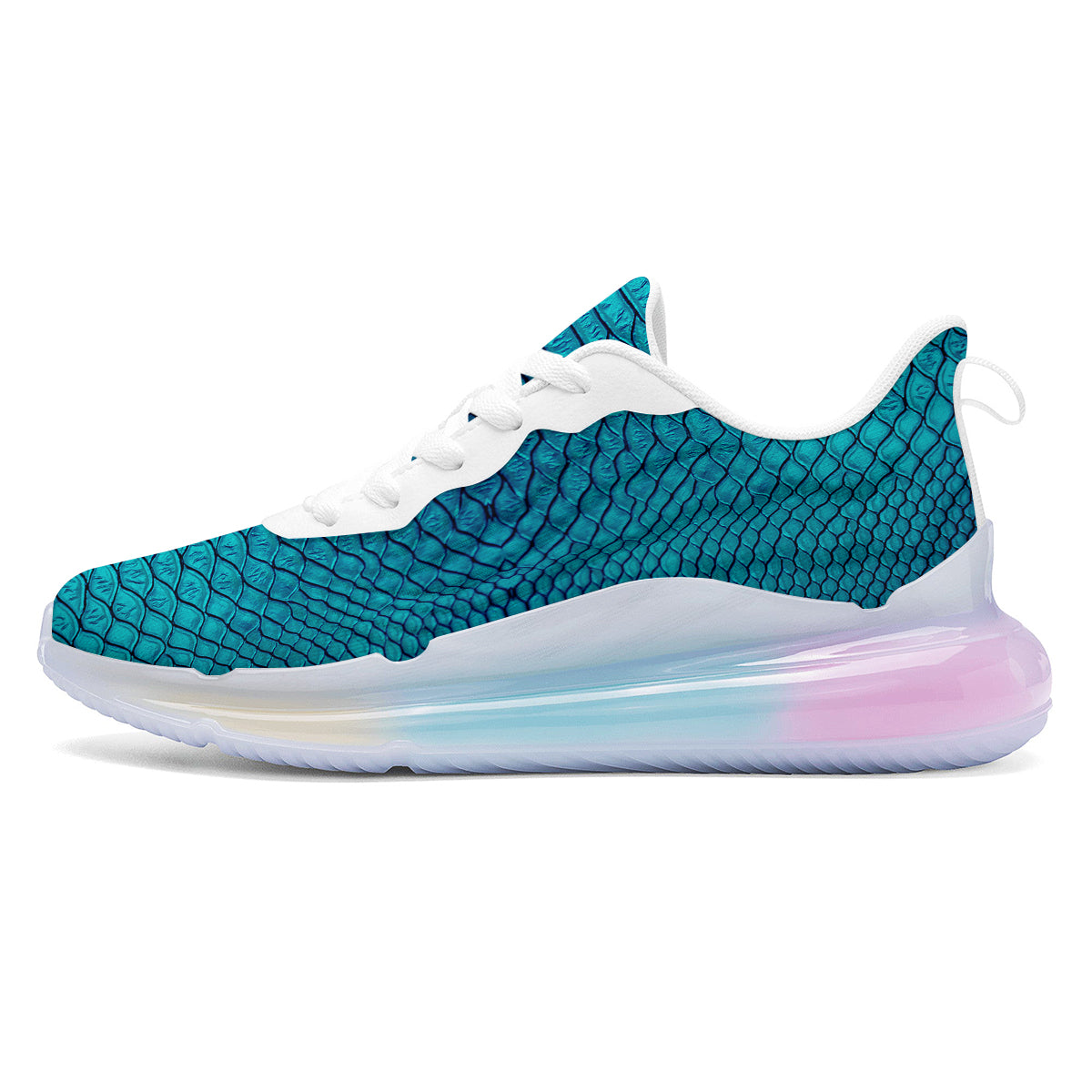 Scales Turquoise Snake Print Pattern Running Sneakers-grizzshop