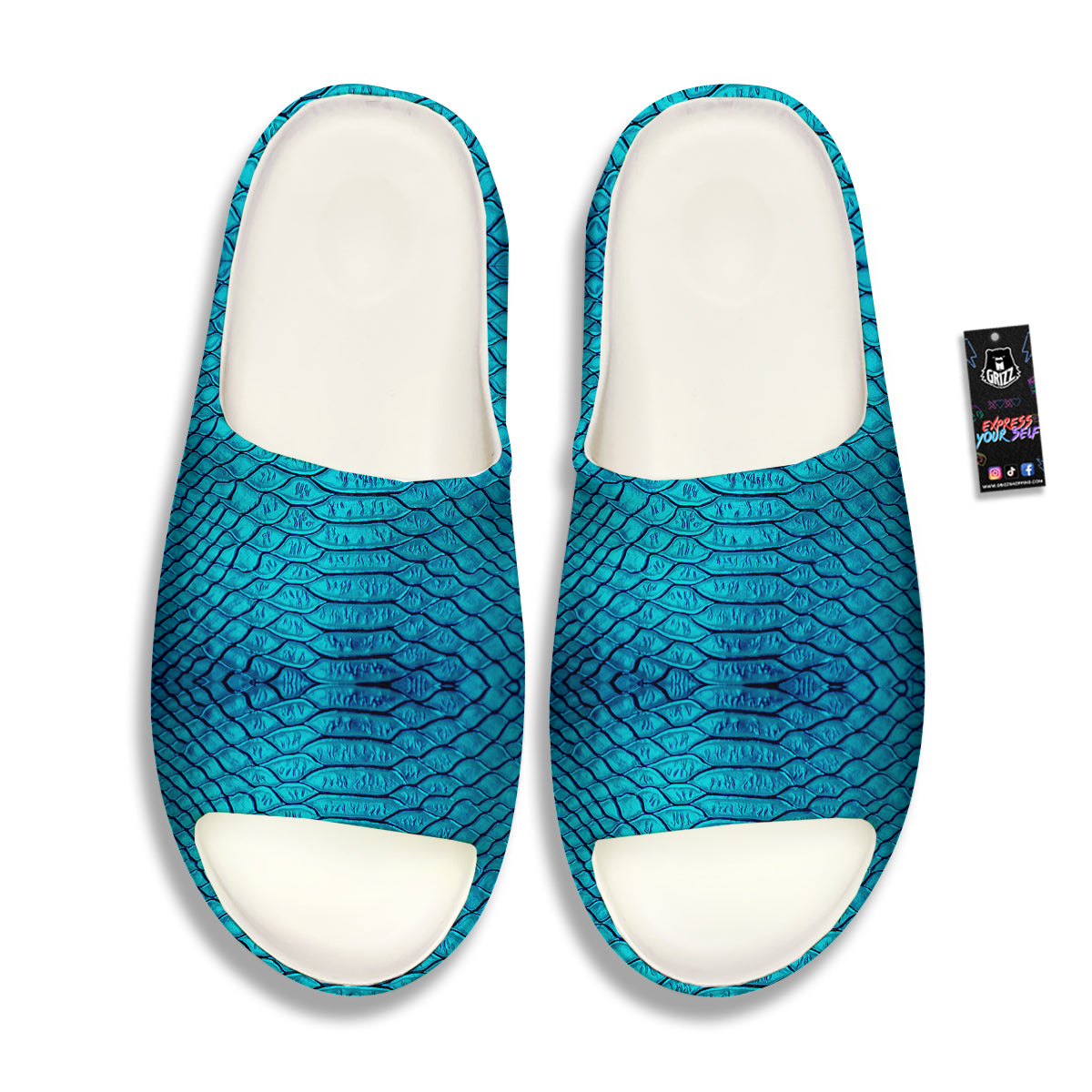 Scales Turquoise Snake Print Pattern Sandals-grizzshop