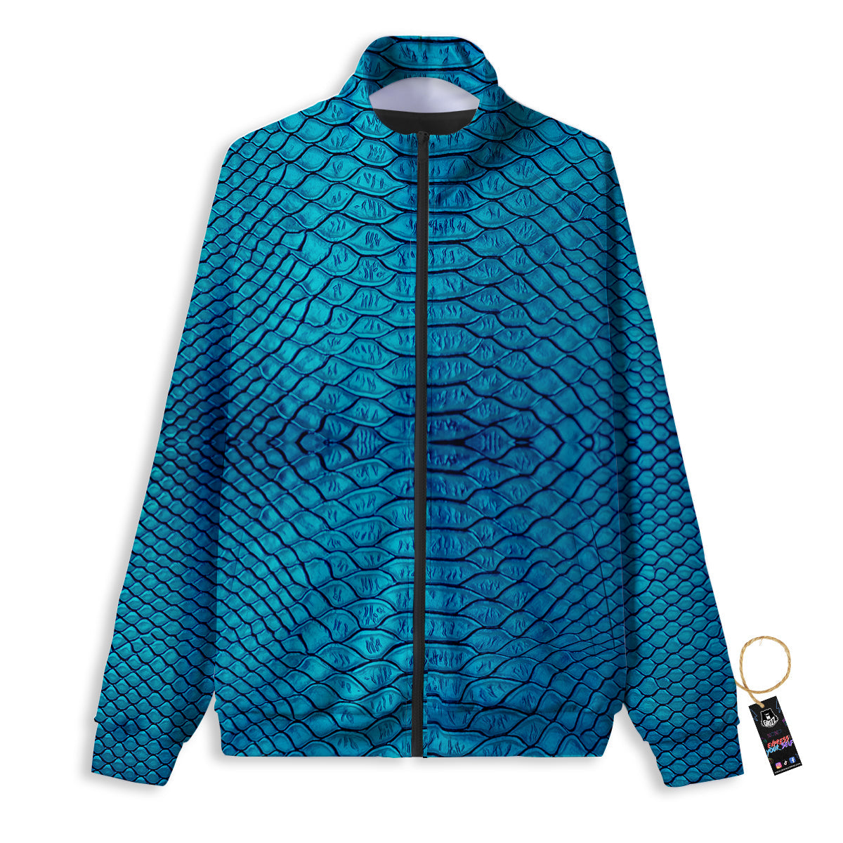 Scales Turquoise Snake Print Pattern Track Jacket-grizzshop
