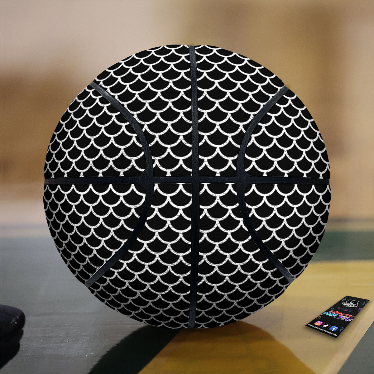 Scales Black Mermaid Print Pattern Basketball