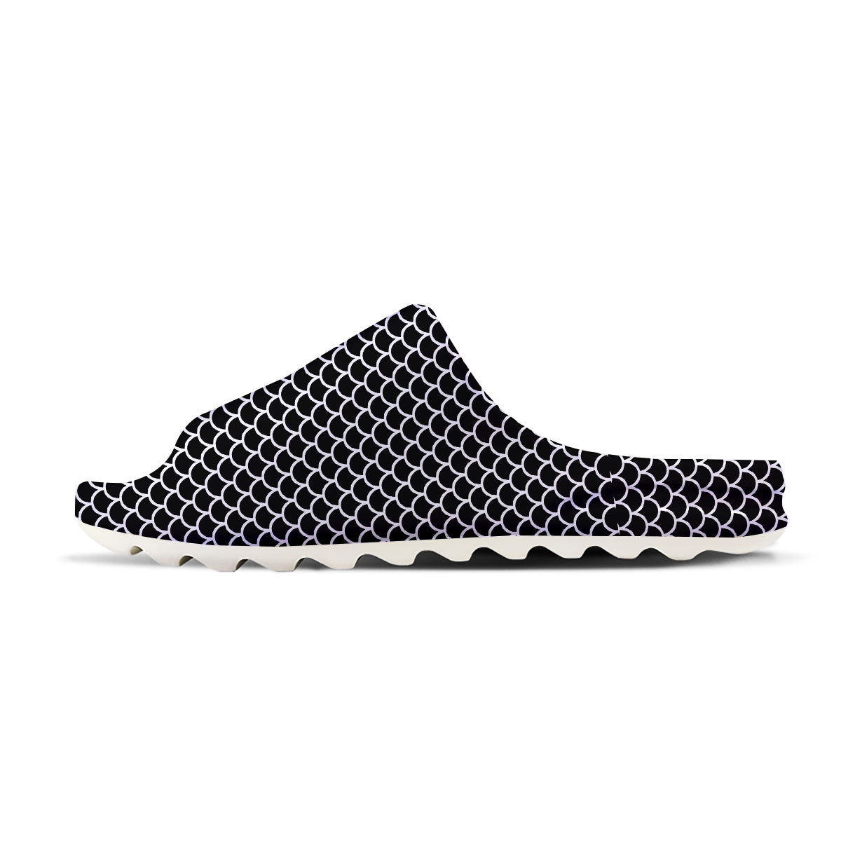Scales Black Mermaid Print Pattern Sandals-grizzshop