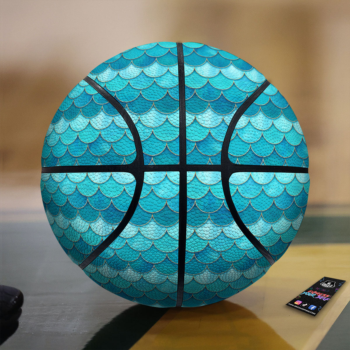 Scales Mermaid Blue Print Pattern Basketball