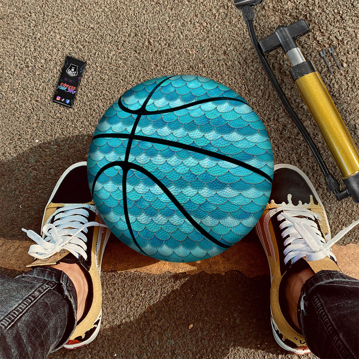 Scales Mermaid Blue Print Pattern Basketball