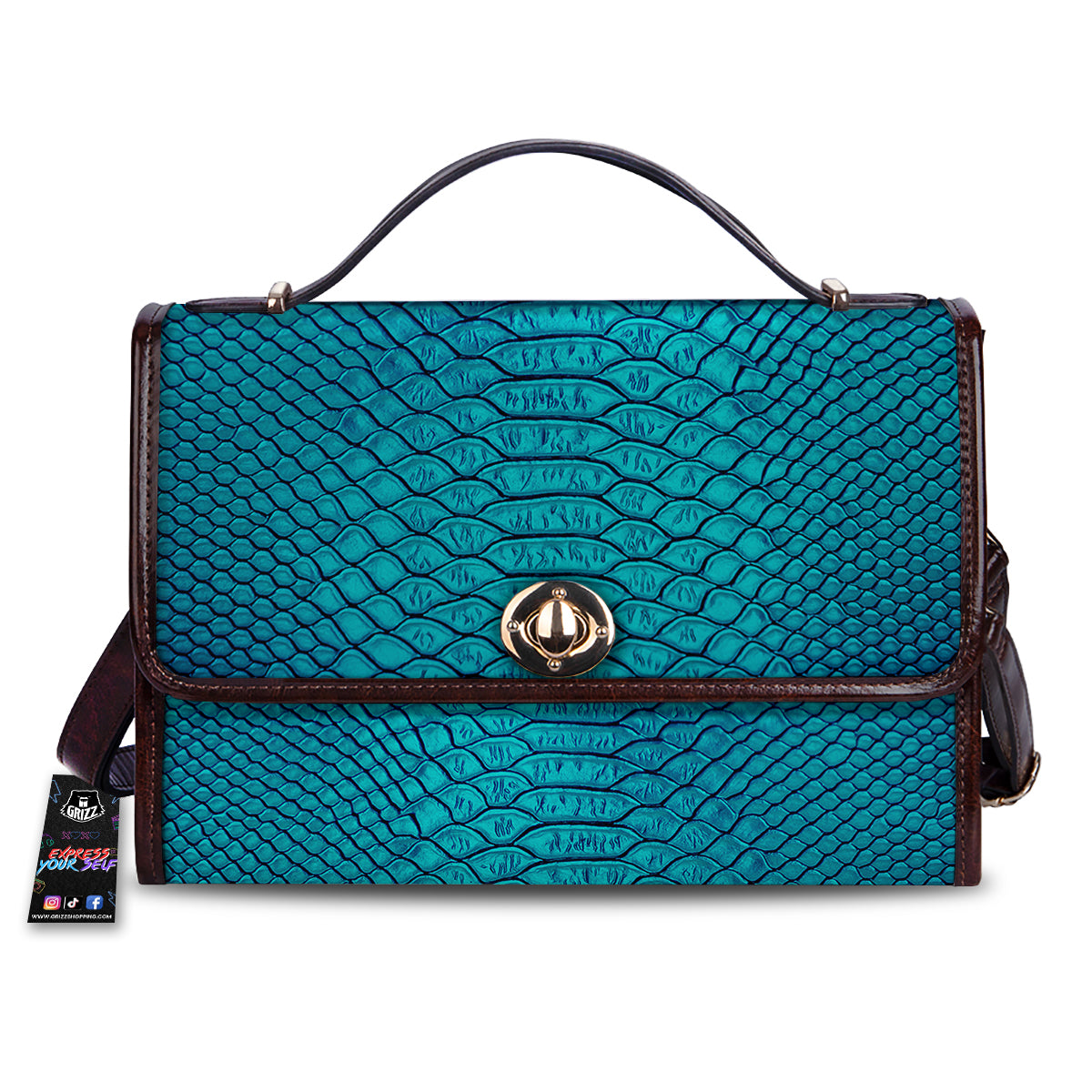Scales Turquoise Snake Print Pattern Women's Satchel Bag