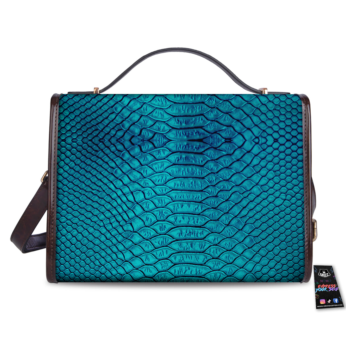 Scales Turquoise Snake Print Pattern Women's Satchel Bag