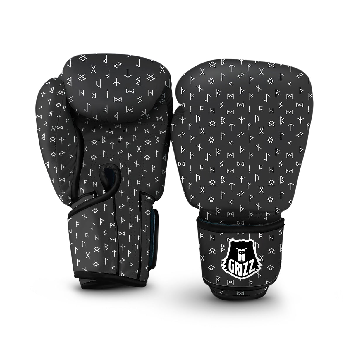 Scandinavian Viking Futhark Norse Runes Pattern Print Boxing Gloves-grizzshop