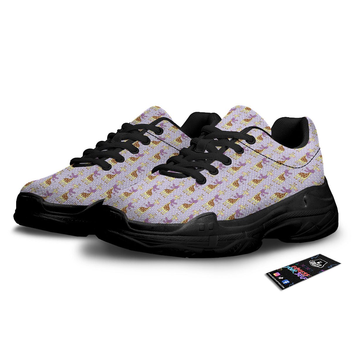 Scarf With Giraffe Print Pattern Black Chunky Shoes-grizzshop