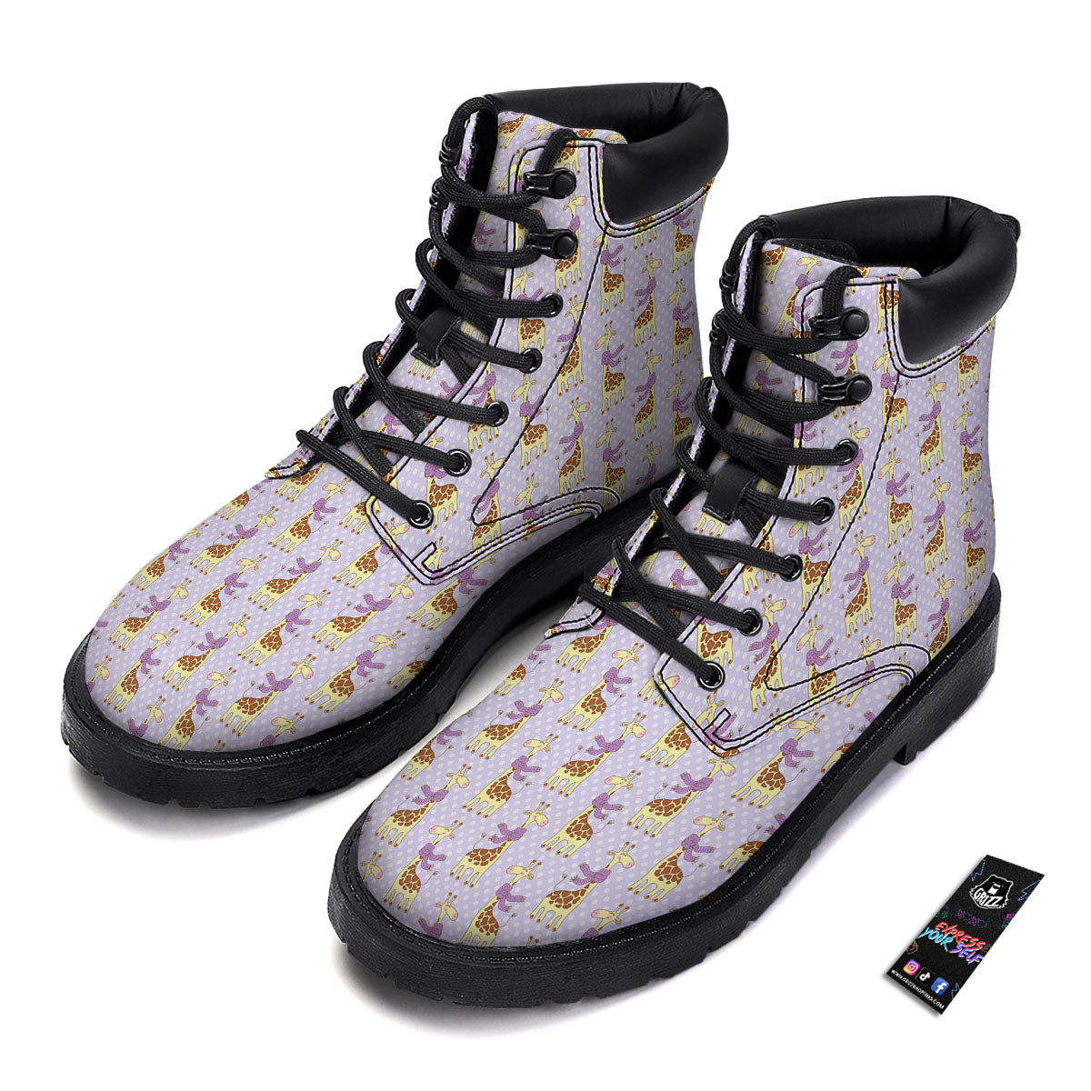 Scarf With Giraffe Print Pattern Boots-grizzshop