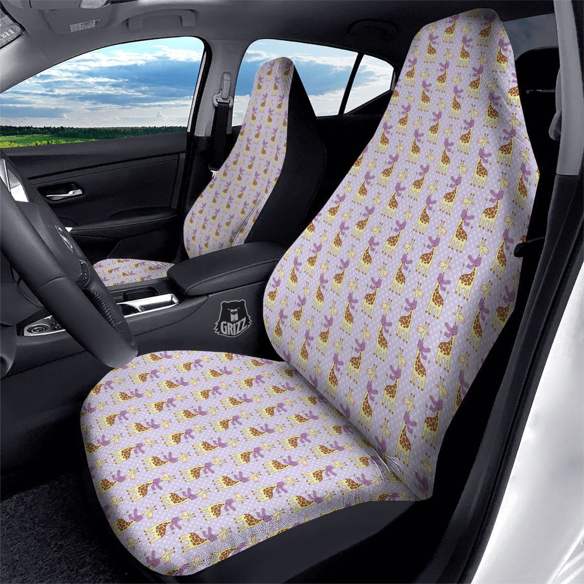 Scarf With Giraffe Print Pattern Car Seat Covers-grizzshop