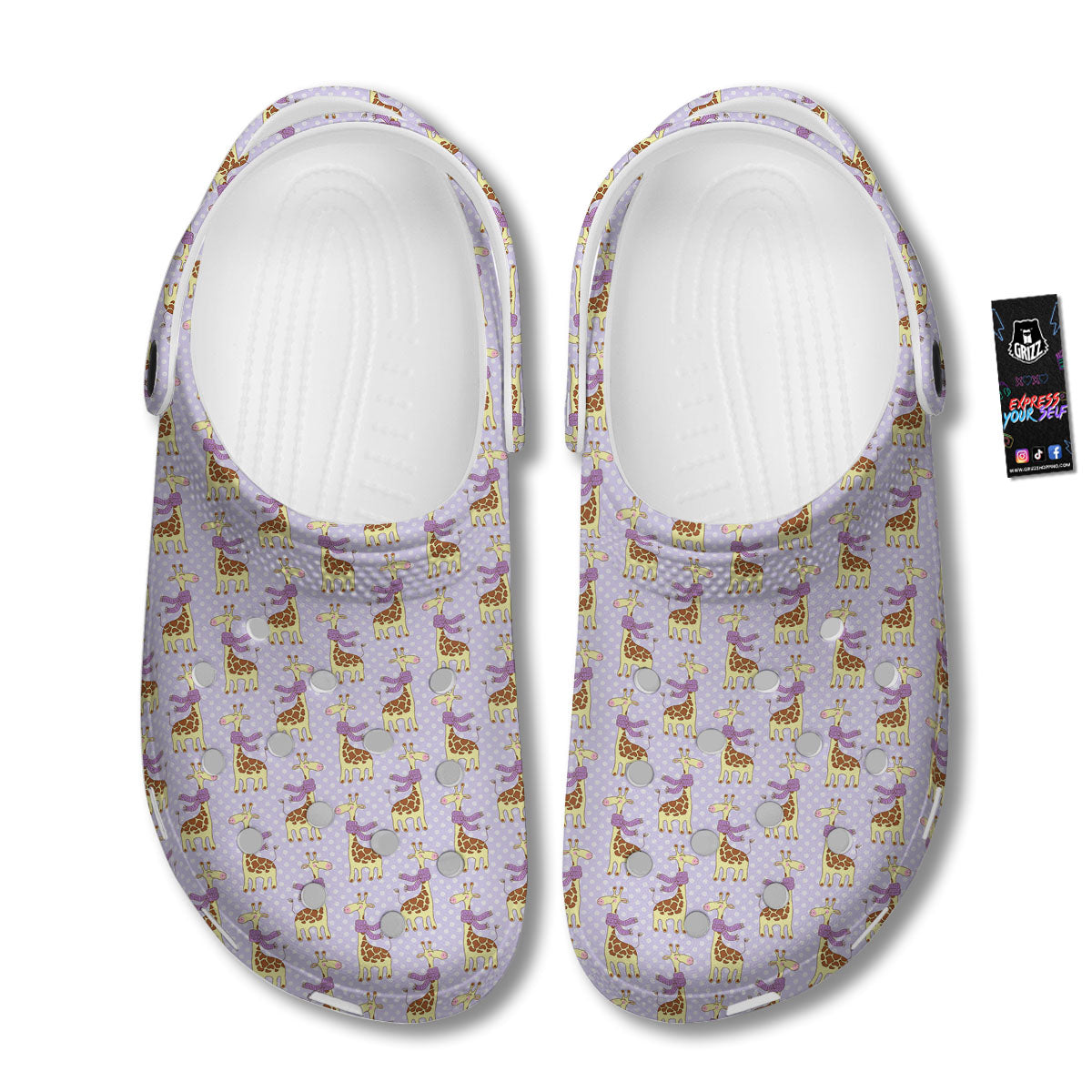 Scarf With Giraffe Print Pattern Clog-grizzshop