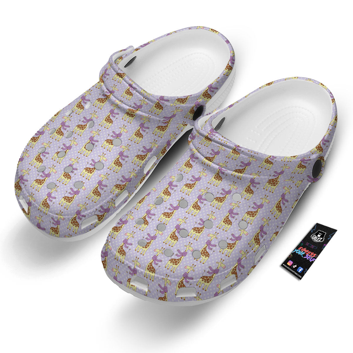 Scarf With Giraffe Print Pattern Clog-grizzshop