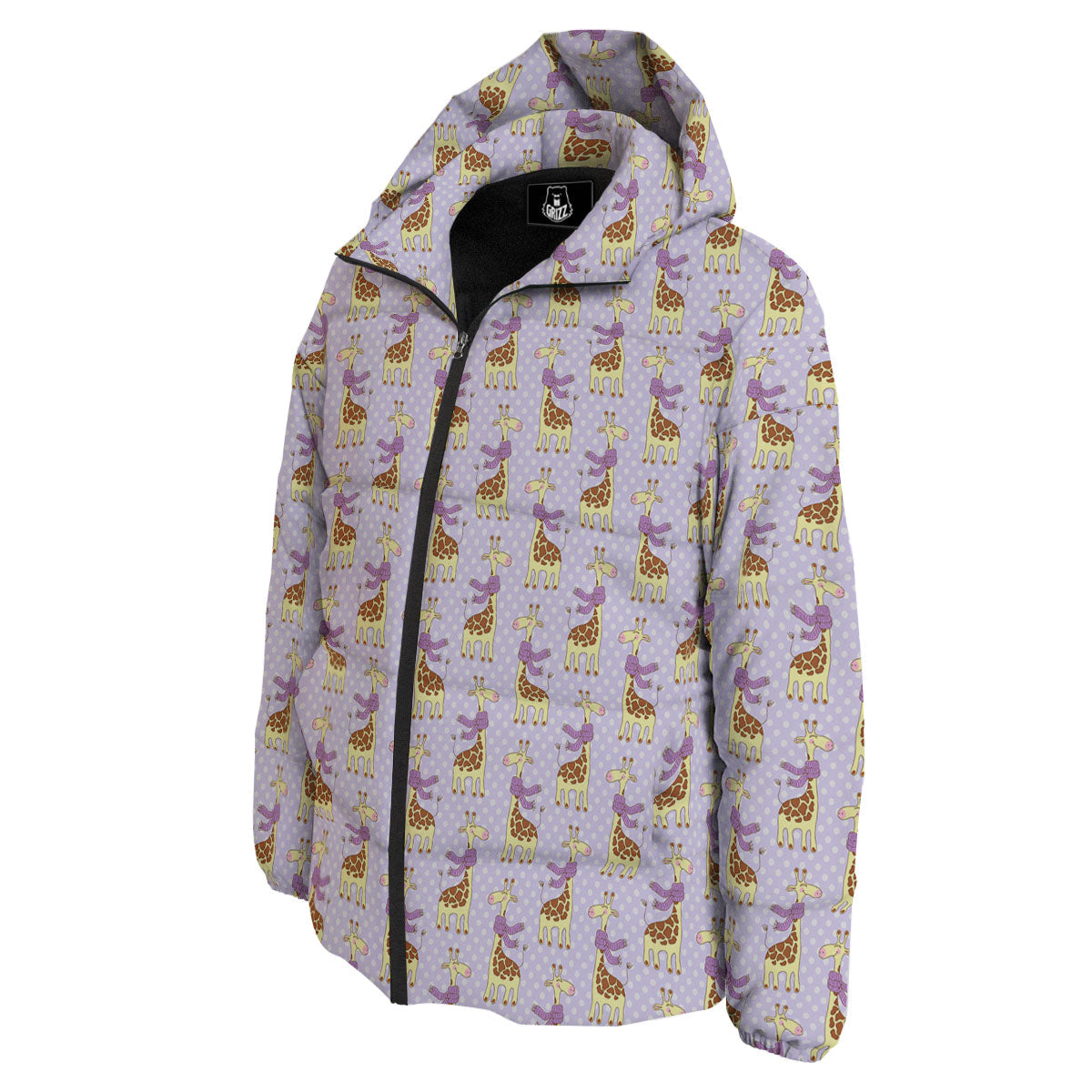 Scarf With Giraffe Print Pattern Down Jacket-grizzshop