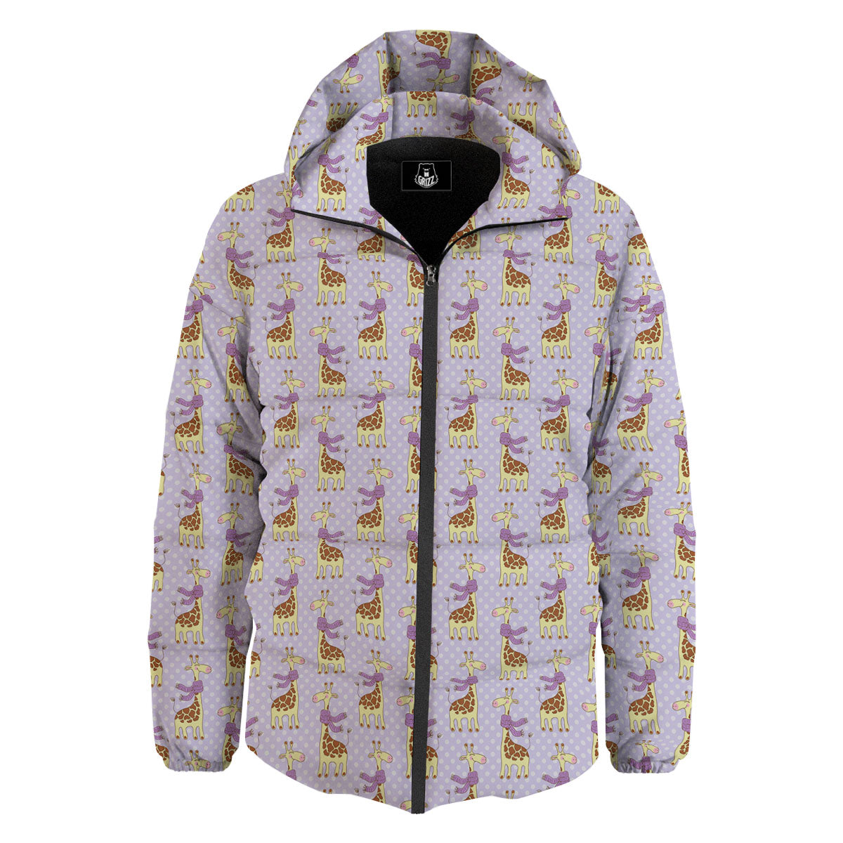 Scarf With Giraffe Print Pattern Down Jacket-grizzshop
