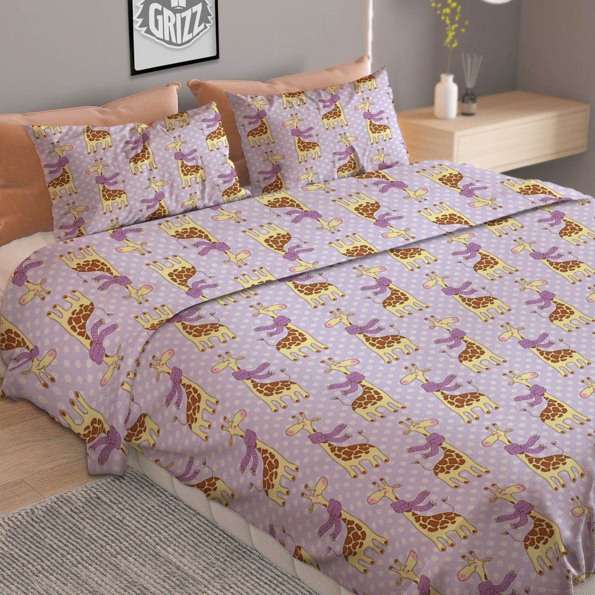 Scarf With Giraffe Print Pattern Duvet Cover Bedding Set