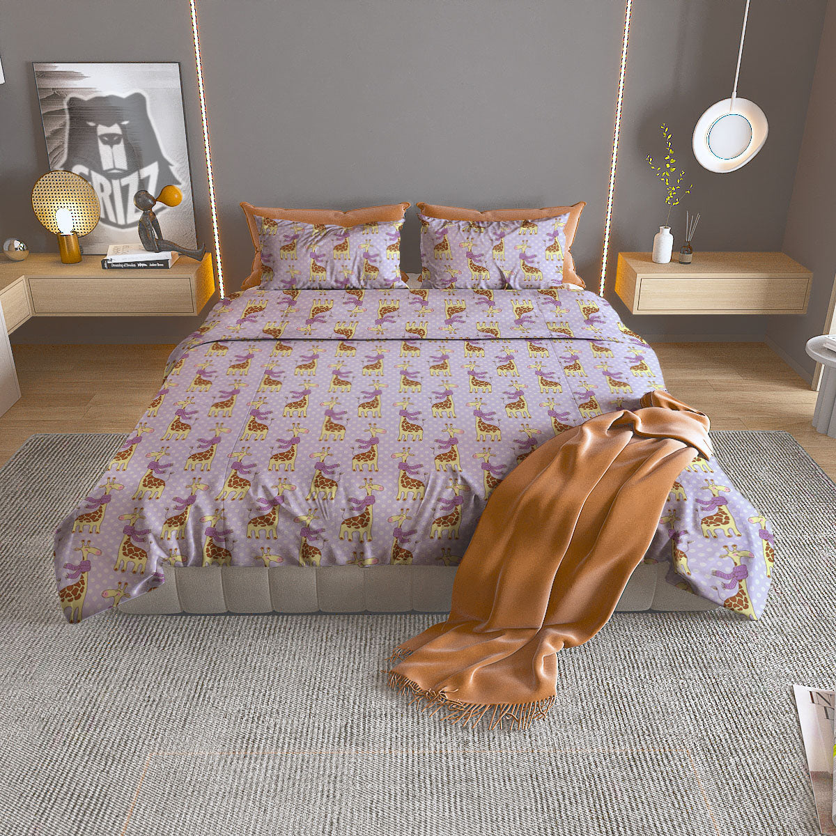 Scarf With Giraffe Print Pattern Duvet Cover Bedding Set
