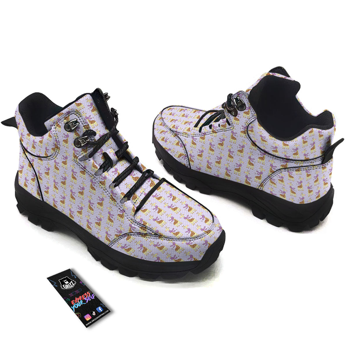 Scarf With Giraffe Print Pattern Hiking Shoes-grizzshop