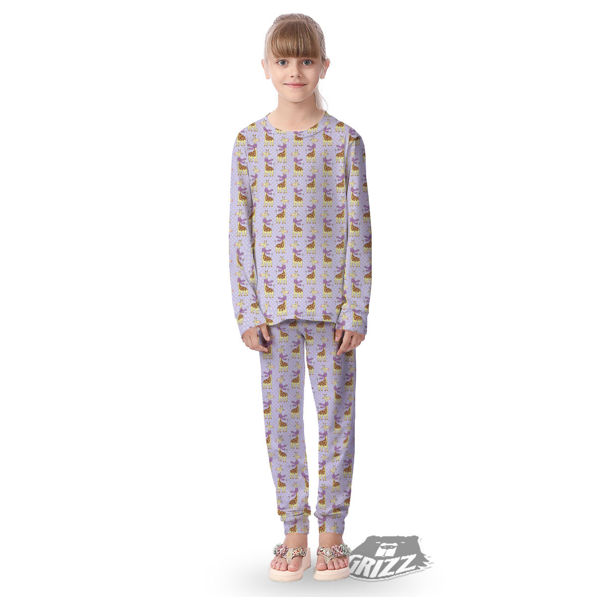 Scarf With Giraffe Print Pattern Kid's Pajamas-grizzshop