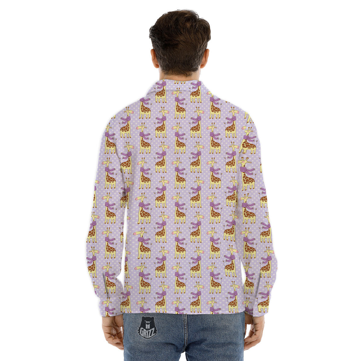 Scarf With Giraffe Print Pattern Men's Dress Shirts-grizzshop