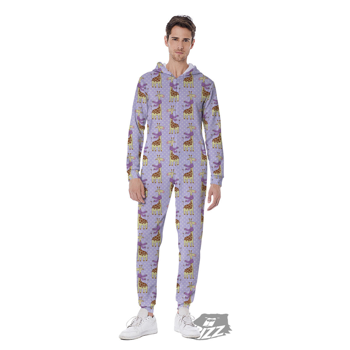 Scarf With Giraffe Print Pattern Men's Jumpsuit-grizzshop