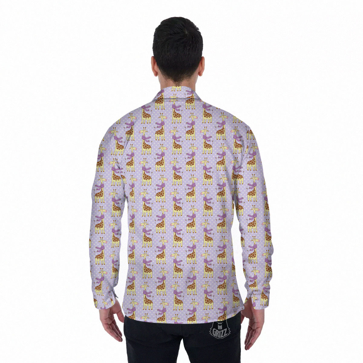 Scarf With Giraffe Print Pattern Men's Long Sleeve Shirts-grizzshop
