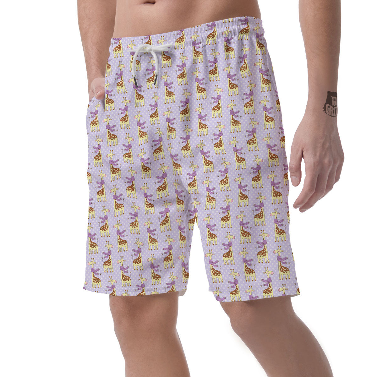 Scarf With Giraffe Print Pattern Men's Shorts-grizzshop
