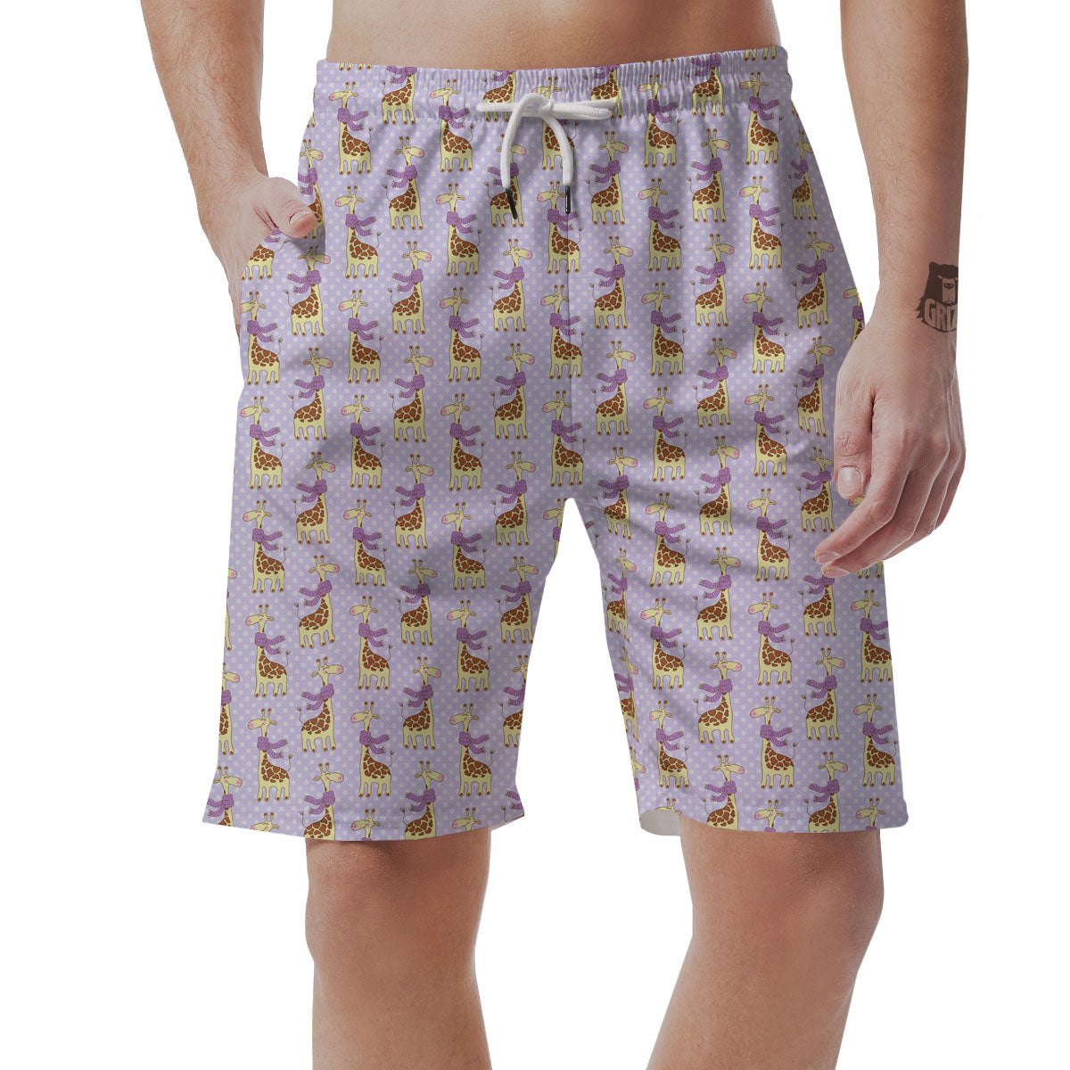 Scarf With Giraffe Print Pattern Men's Shorts-grizzshop