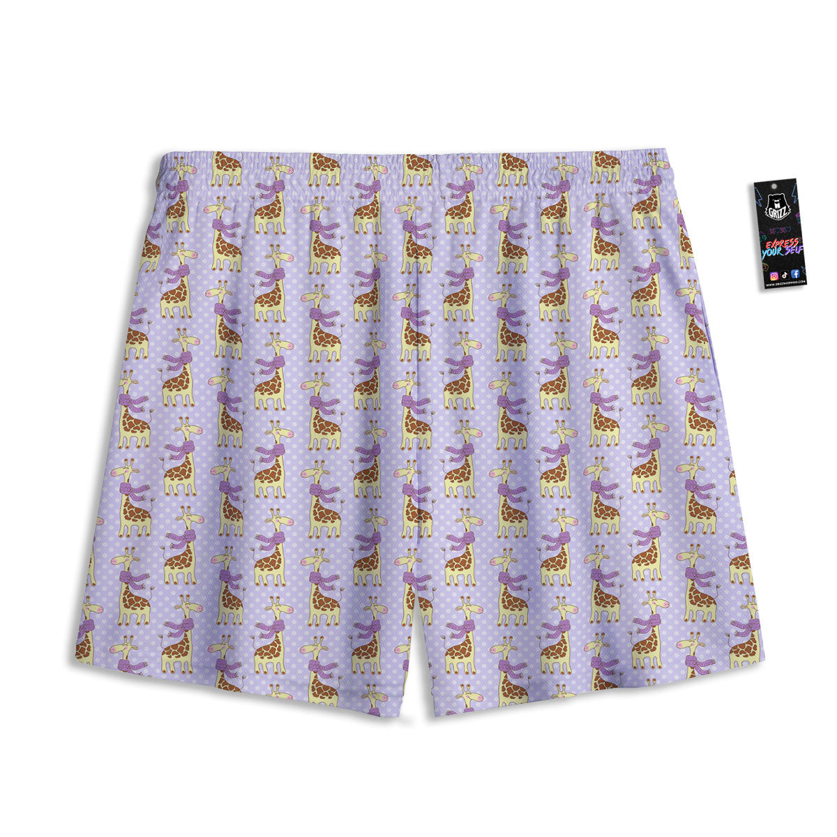 Scarf With Giraffe Print Pattern Mesh Shorts