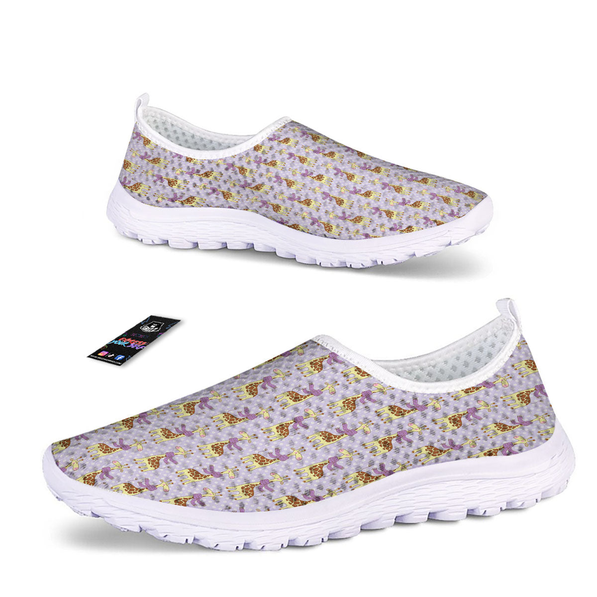 Scarf With Giraffe Print Pattern Nurse Shoes-grizzshop