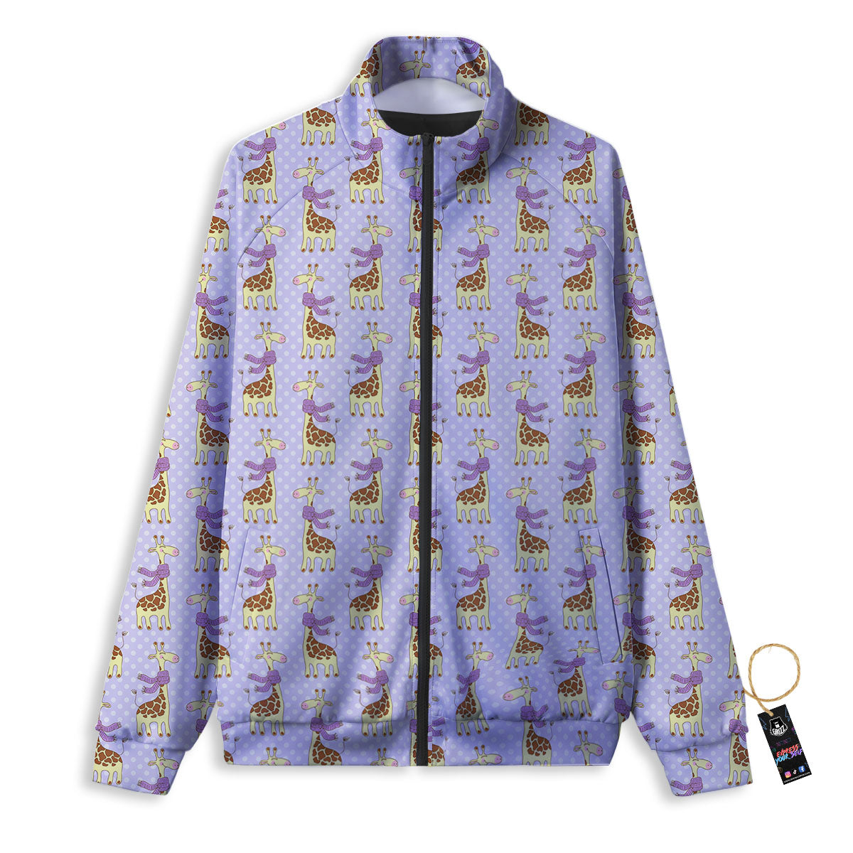 Scarf With Giraffe Print Pattern Track Jacket-grizzshop