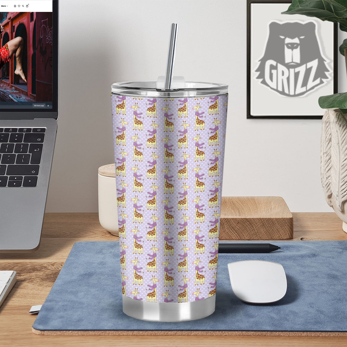 Scarf With Giraffe Print Pattern Tumbler-grizzshop