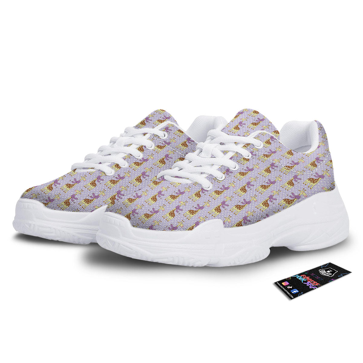 Scarf With Giraffe Print Pattern White Chunky Shoes-grizzshop