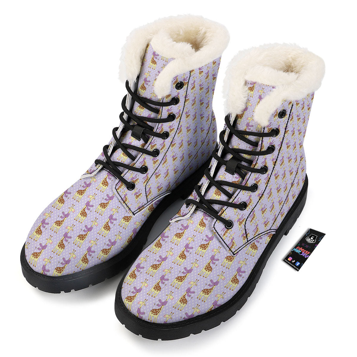 Scarf With Giraffe Print Pattern Winter Boots-grizzshop