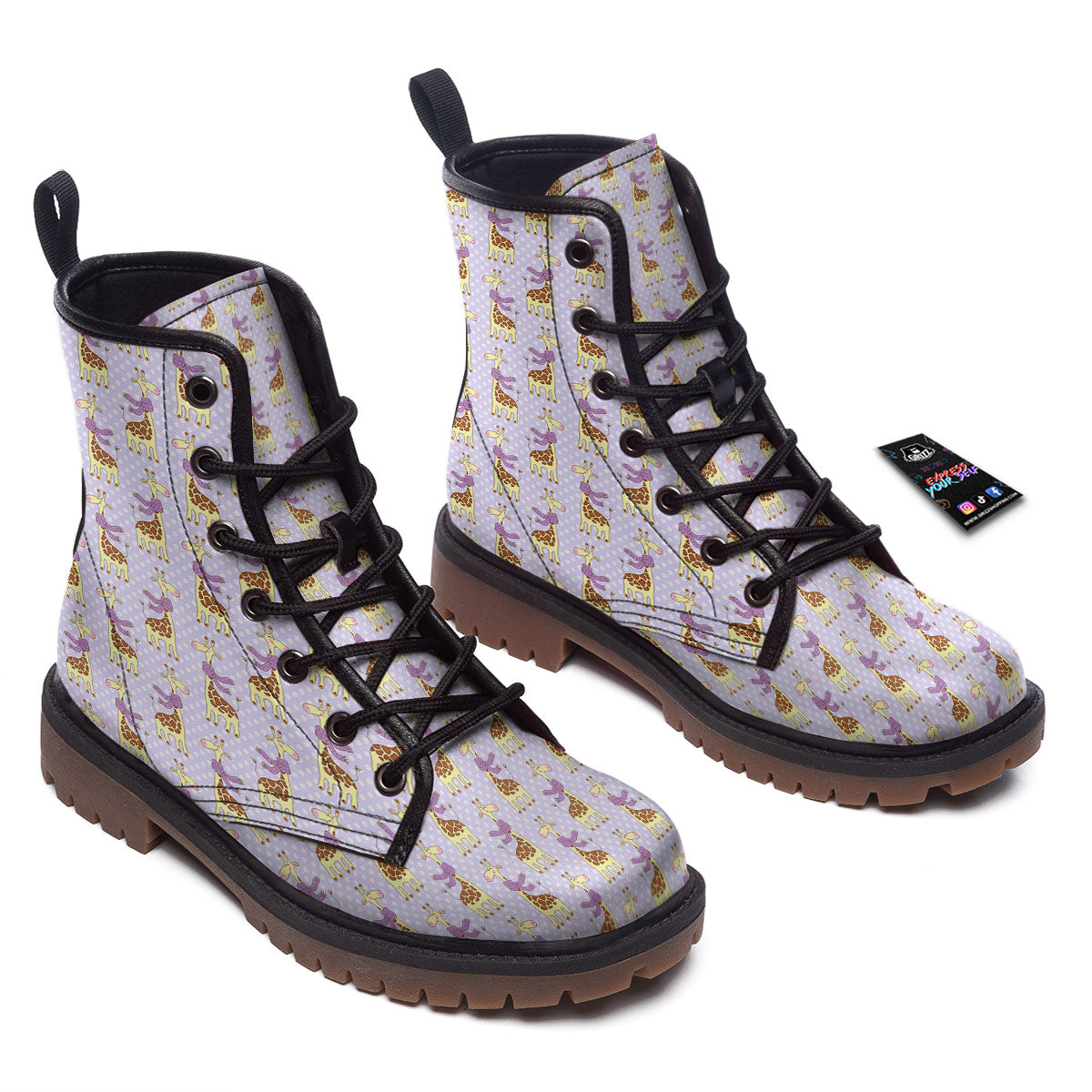 Scarf With Giraffe Print Pattern Work Boots-grizzshop