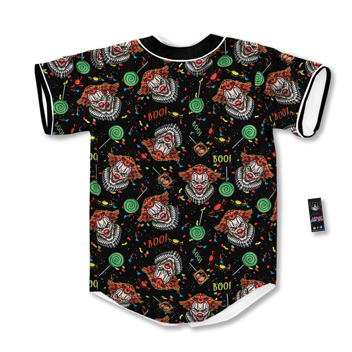 Scary Clown Halloween Print Pattern Baseball Jersey-grizzshop