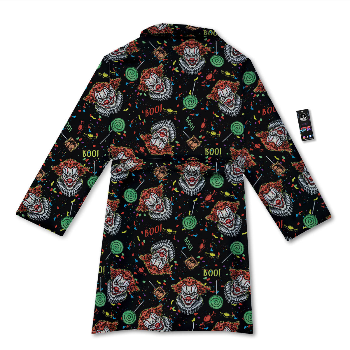 Scary Clown Halloween Print Pattern Bathrobe-grizzshop