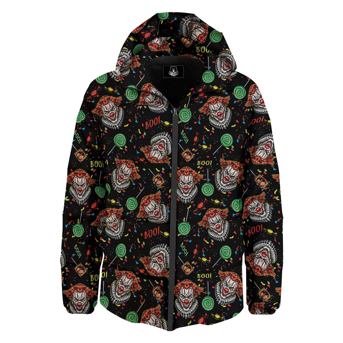 Scary Clown Halloween Print Pattern Down Jacket-grizzshop