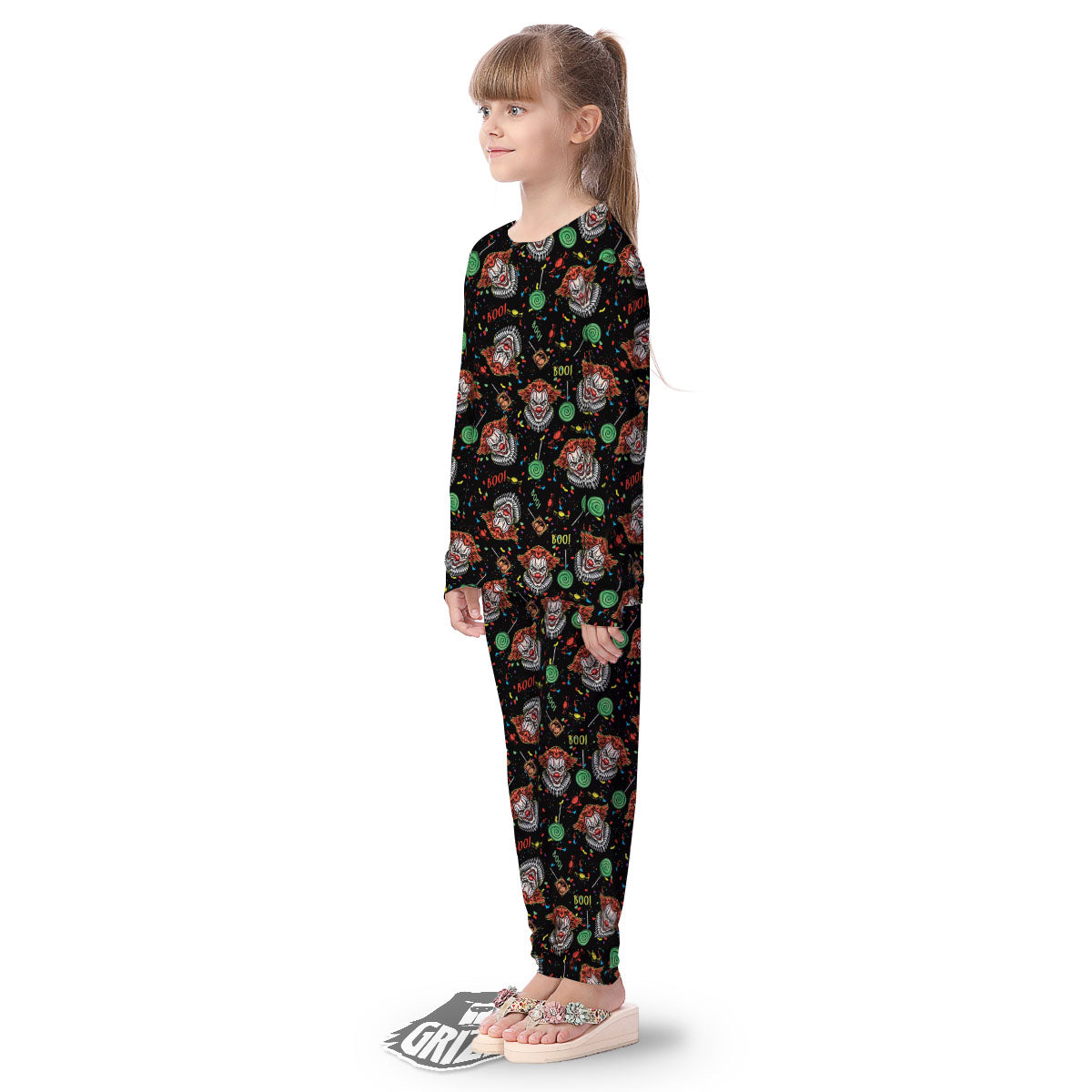 Scary Clown Halloween Print Pattern Kid's Pajamas-grizzshop