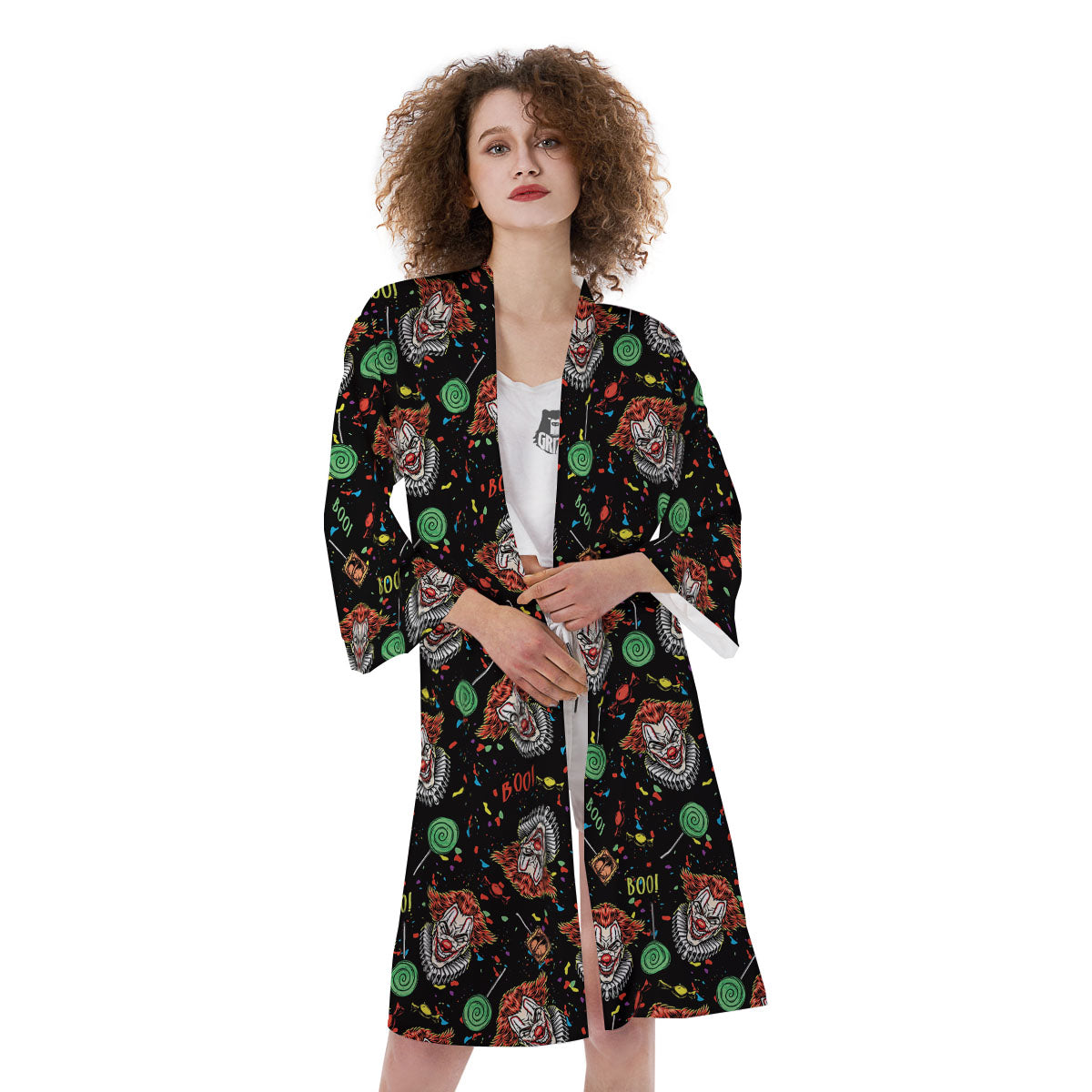 Scary Clown Halloween Print Pattern Kimono-grizzshop