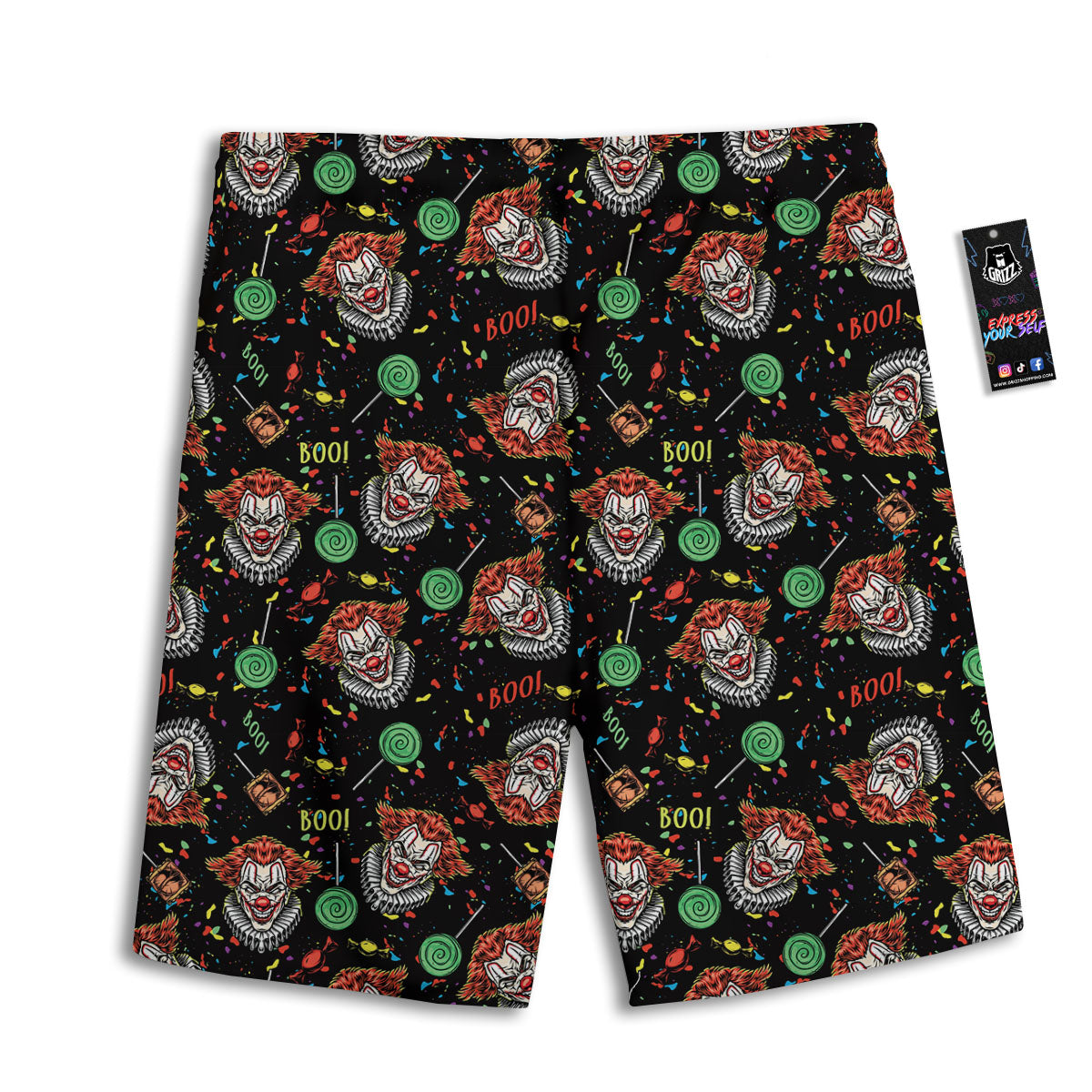 Scary Clown Halloween Print Pattern Men's Athletic Shorts
