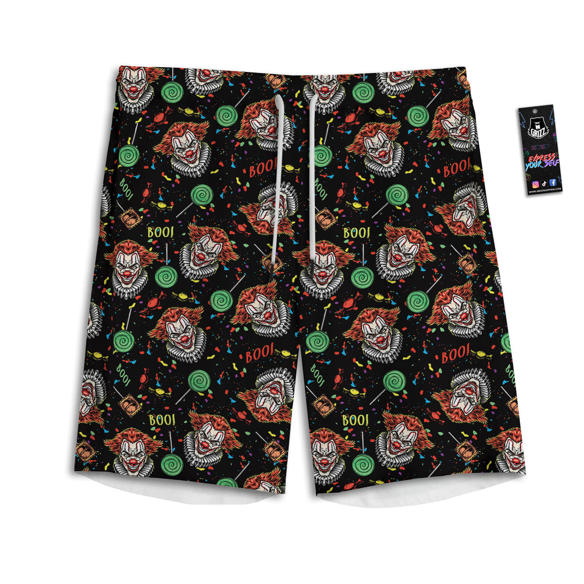 Scary Clown Halloween Print Pattern Men's Athletic Shorts