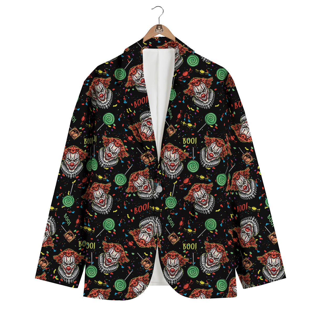Scary Clown Halloween Print Pattern Men's Blazer-grizzshop