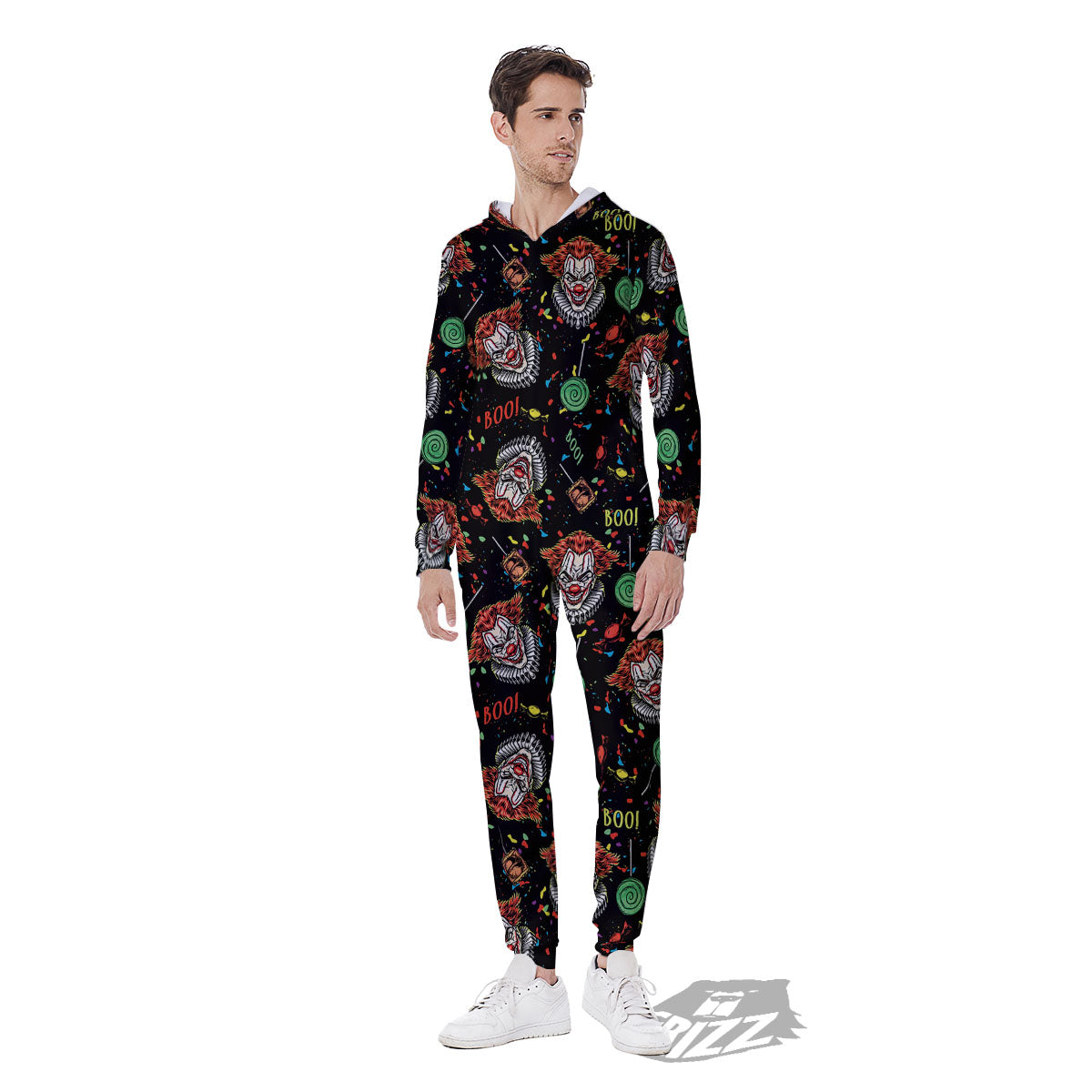 Scary Clown Halloween Print Pattern Men's Jumpsuit-grizzshop