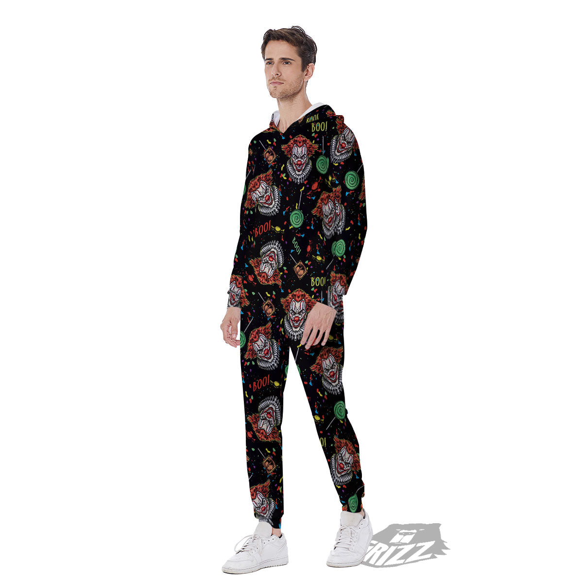 Scary Clown Halloween Print Pattern Men's Jumpsuit-grizzshop